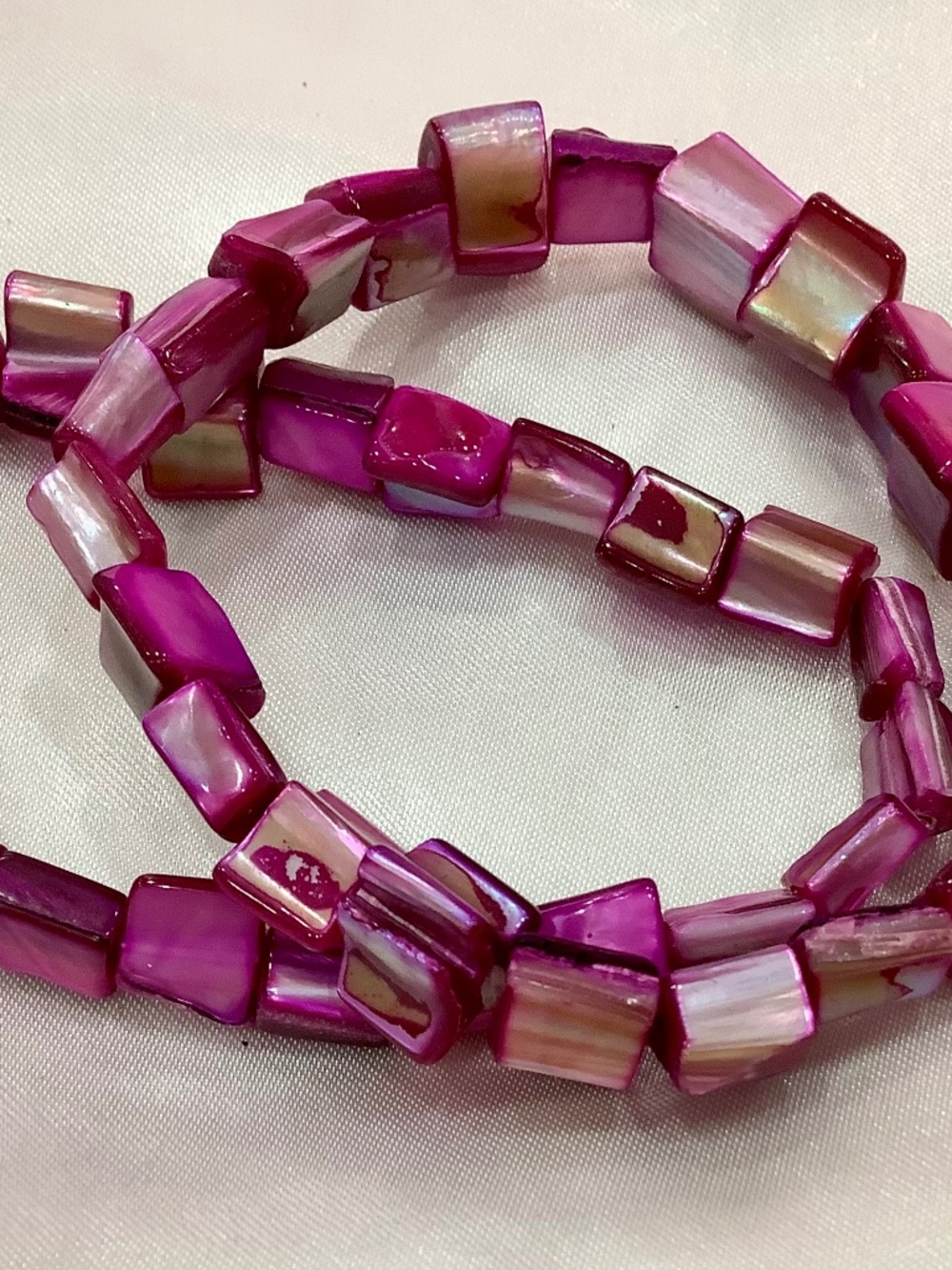 Mother of Pearl Bracelet Stretchy Comfortable Jewelry Set of Two Pink